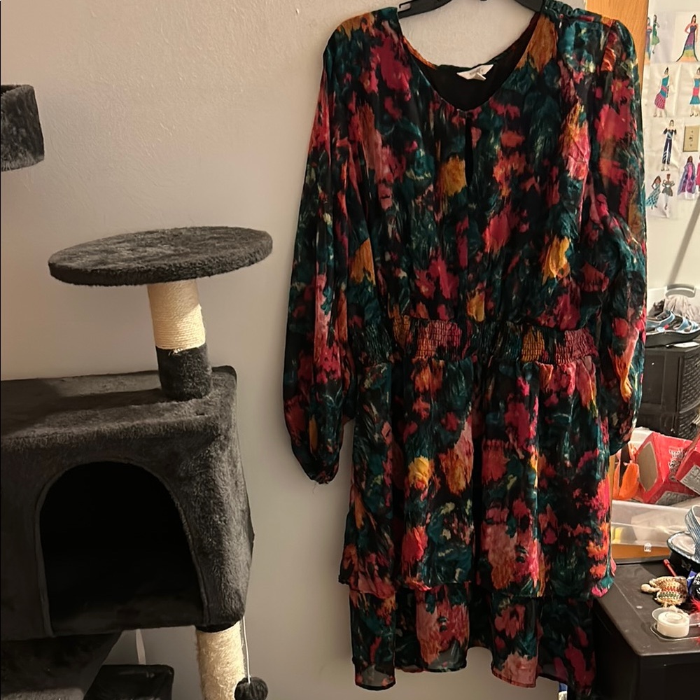 Terra & Sky Red and Black Bishop Sleeve Sundress